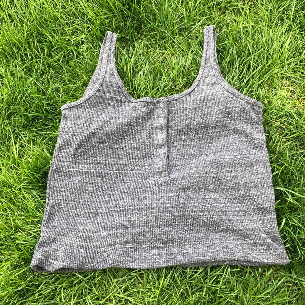 Dark Grey Brandy Melville Button-Up Tank